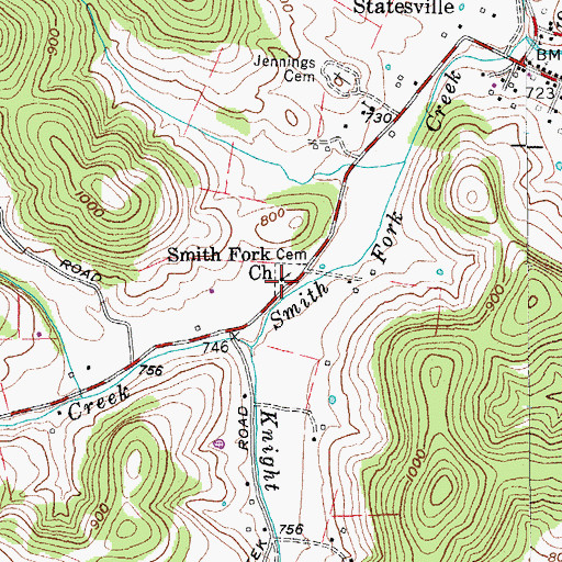 Topographic Map of Smith Fork Church, TN