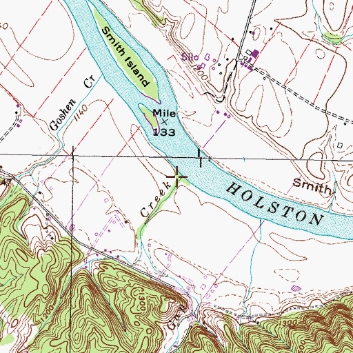 Topographic Map of Smith Gap Creek, TN