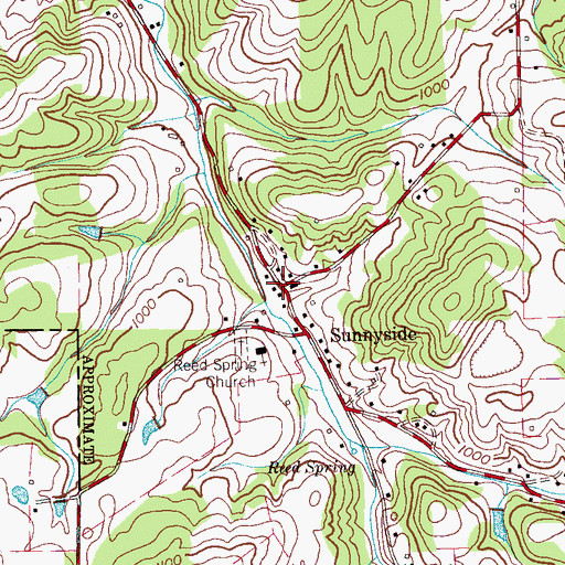 Topographic Map of Sunnyside, TN