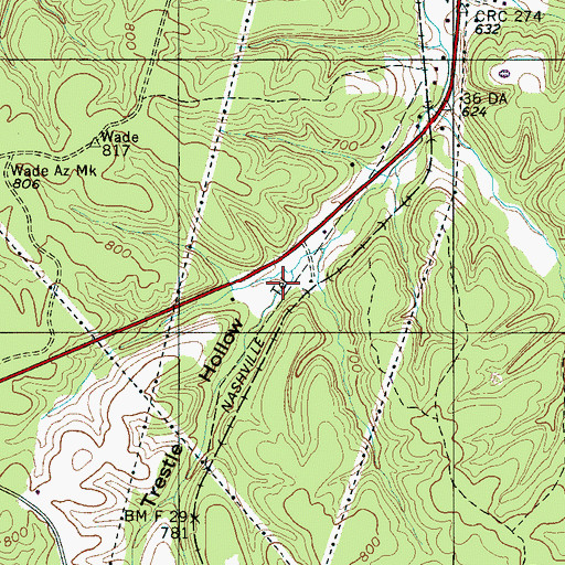 Topographic Map of Trestle Hollow, TN