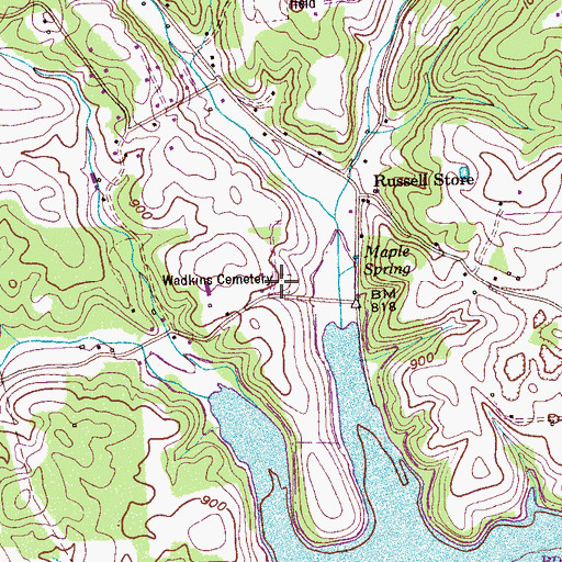 Topographic Map of Watkins Cemetery, TN