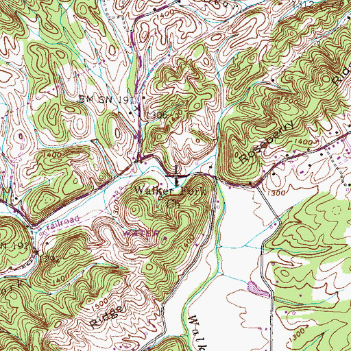 Topographic Map of Walker Fork Church, TN