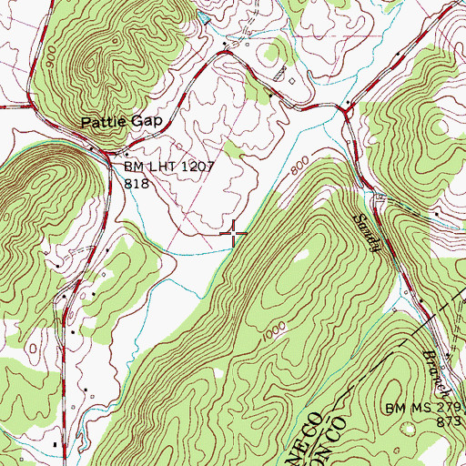 Topographic Map of West Fork Paint Rock Creek, TN
