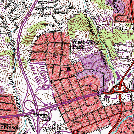 Topographic Map of West View Park, TN