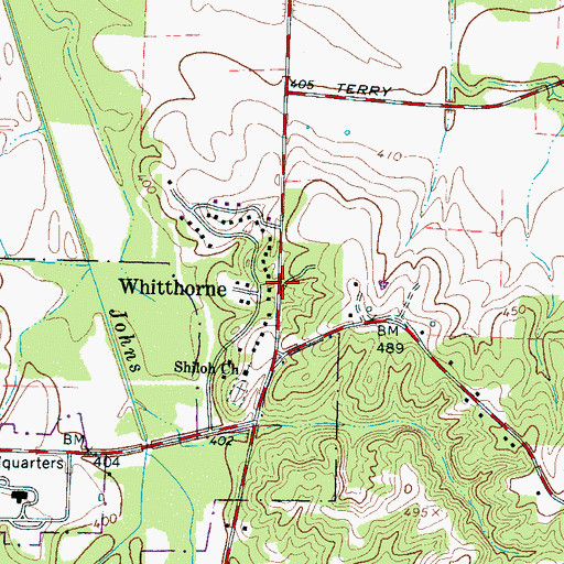 Topographic Map of Whitthorne, TN