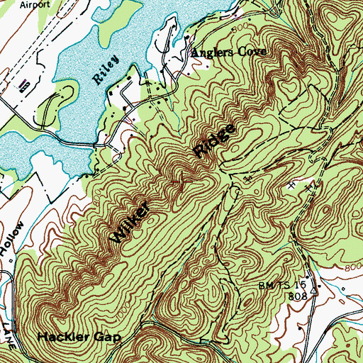 Topographic Map of Wilker Ridge, TN