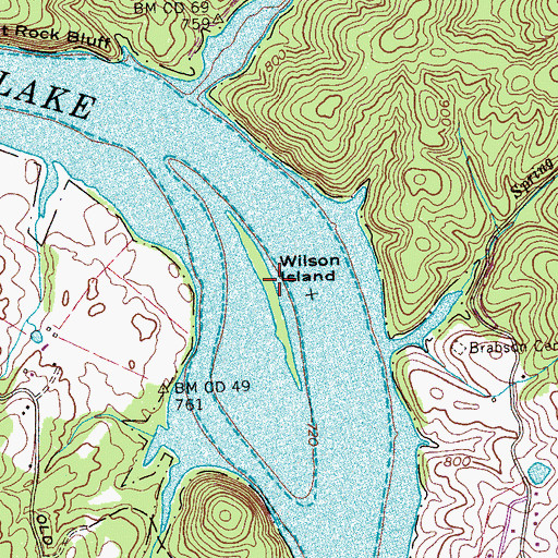 Topographic Map of Wilson Island, TN