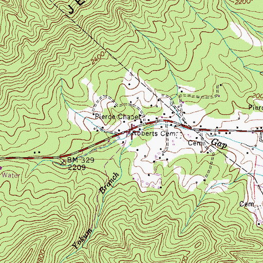 Topographic Map of Yokum Branch, TN