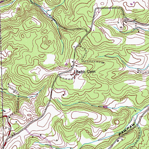 Topographic Map of Babb Cemetery, TN