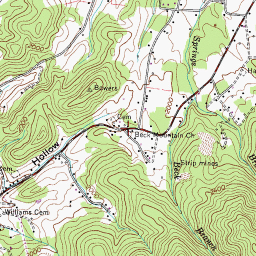Topographic Map of Beck Mountain Church, TN
