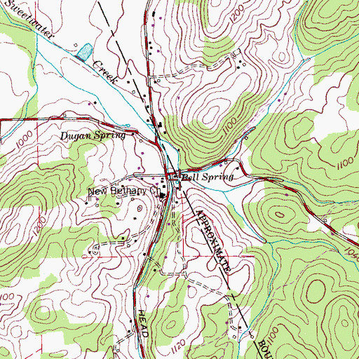 Topographic Map of Bell Spring, TN