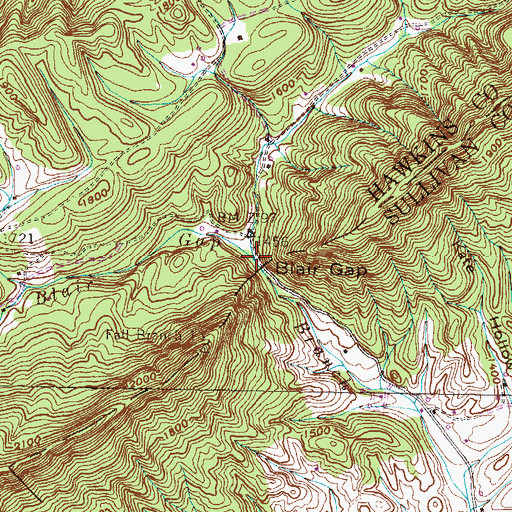Topographic Map of Blair Gap, TN