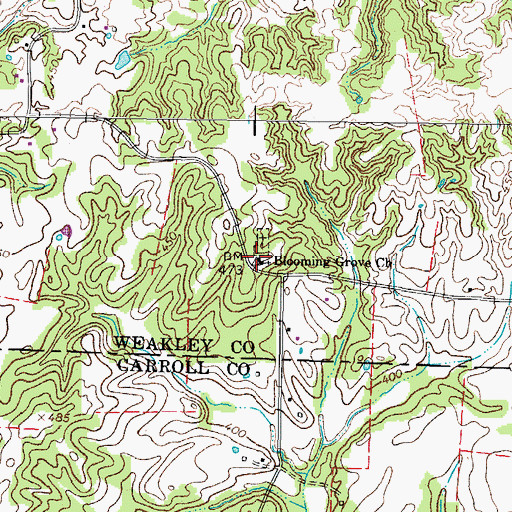 Topographic Map of Blooming Grove Church, TN