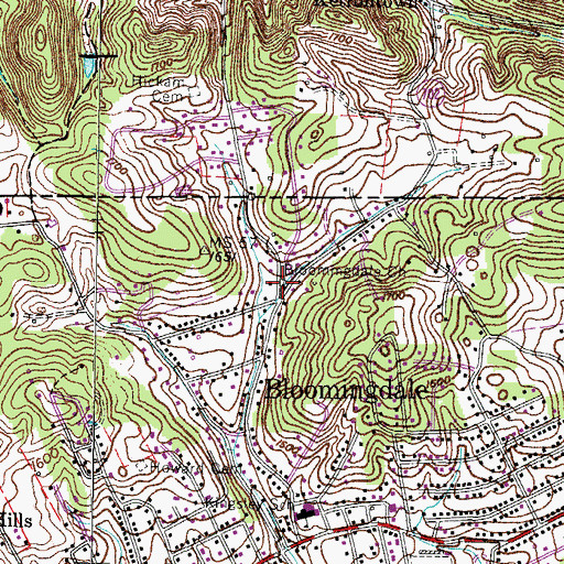 Topographic Map of Bloomingdale Church, TN