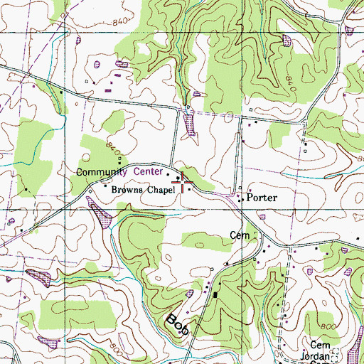 Topographic Map of Browns Chapel, TN