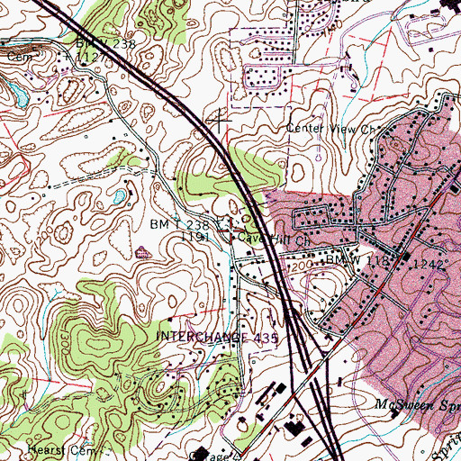 Topographic Map of Cave Hill Church, TN