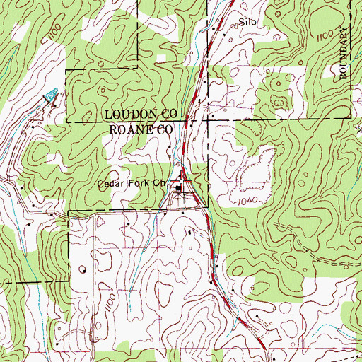 Topographic Map of Cedar Fork Church, TN