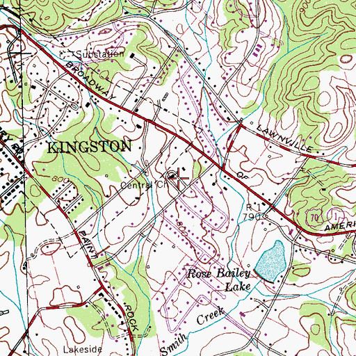Topographic Map of Central Church, TN