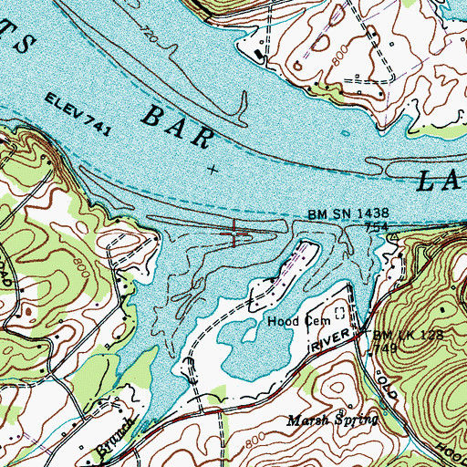 Topographic Map of Chapman Branch, TN