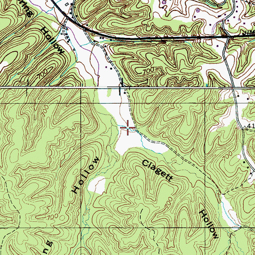 Topographic Map of Clagett Hollow, TN