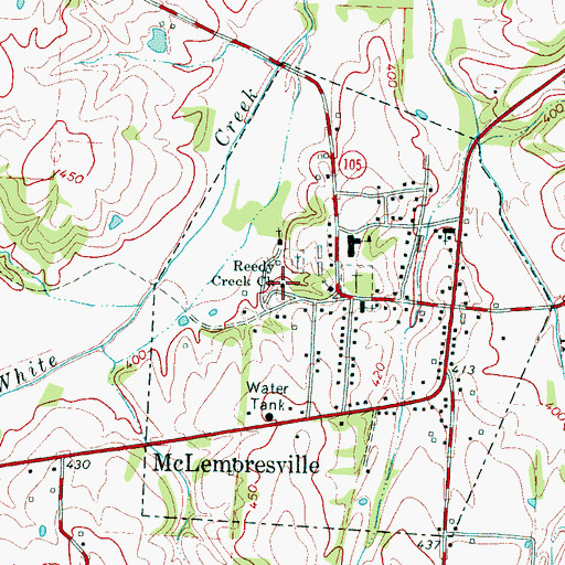 Topographic Map of Reedy Creek Baptist Church, TN