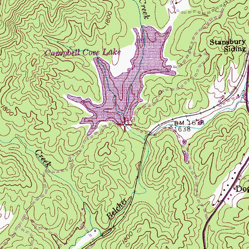 Topographic Map of Campbell Cove Dam, TN