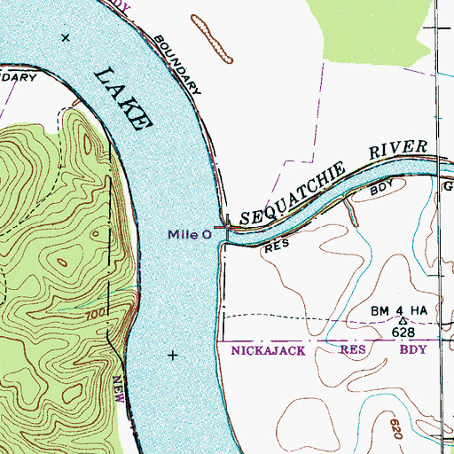 Topographic Map of Sequatchie River, TN