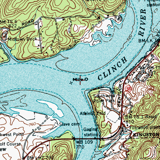 Topographic Map of Clinch River, TN