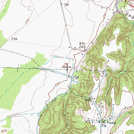 Topographic Map of Thomas Landing, TN