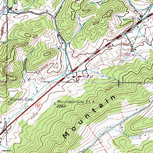 Topographic Map of Pine Orchard School (historical), TN