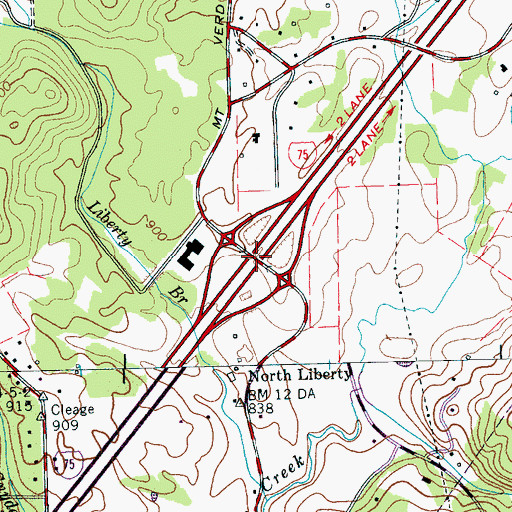 Topographic Map of Interchange 52, TN