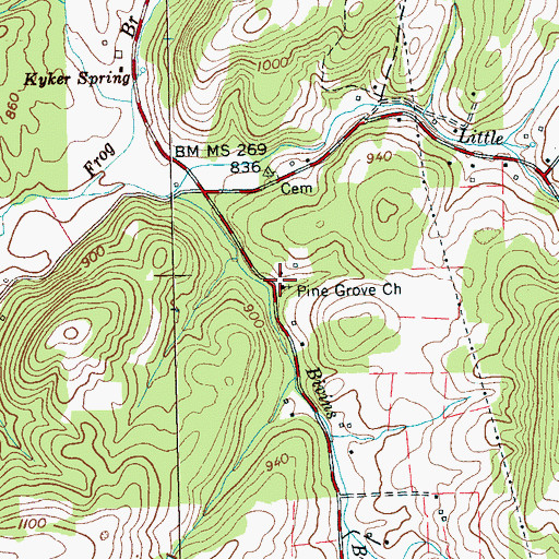 Topographic Map of Pine Grove School (historical), TN
