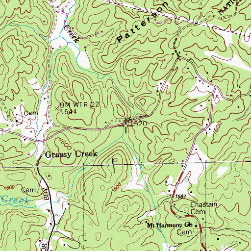 Topographic Map of Beckner Mill (historical), TN