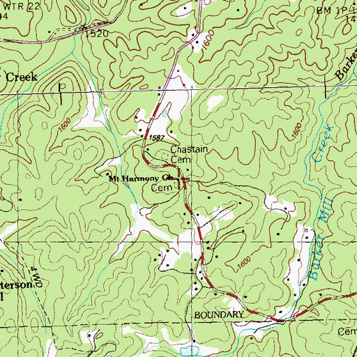 Topographic Map of Mount Harmony Church, TN