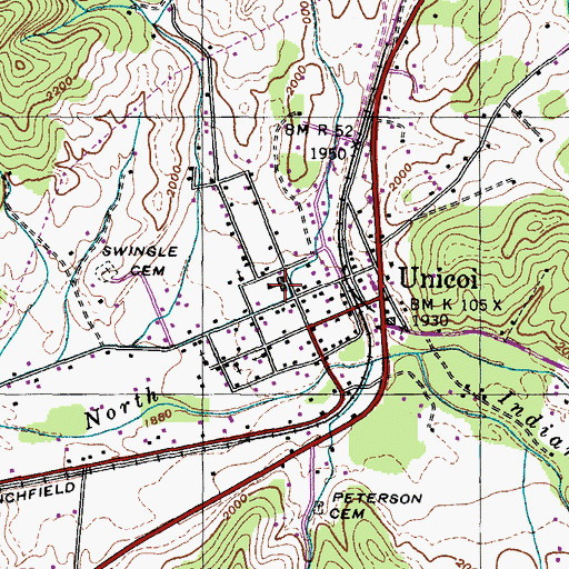 Topographic Map of Unicoi Elementary School, TN