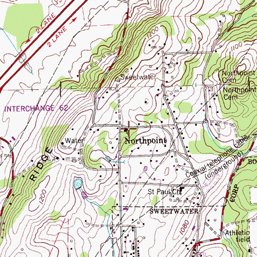Topographic Map of North Point Cumberland Presbyterian Church, TN