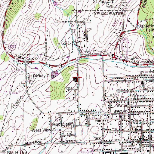 Topographic Map of High Point School (historical), TN