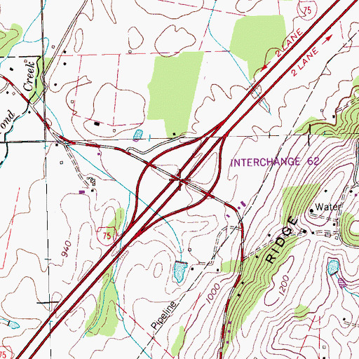 Topographic Map of Interchange 62, TN