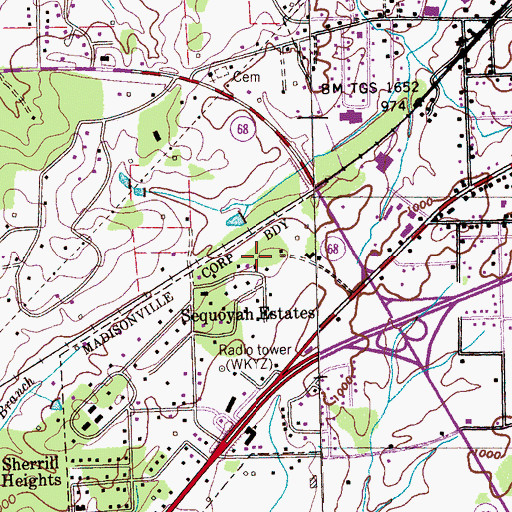 Topographic Map of Veterans Camp (historical), TN