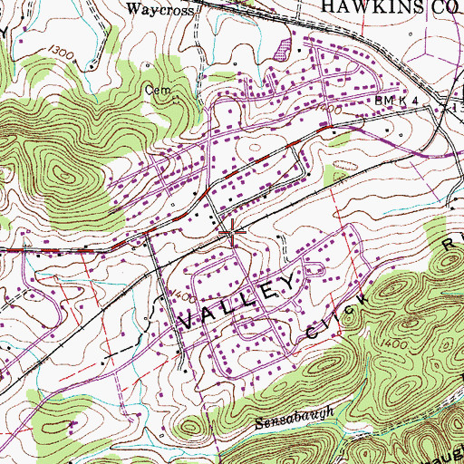 Topographic Map of Cartersville, TN