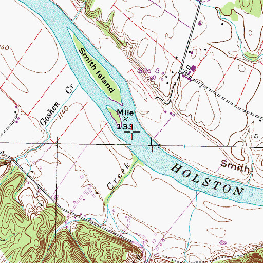 Topographic Map of Curry Ford, TN