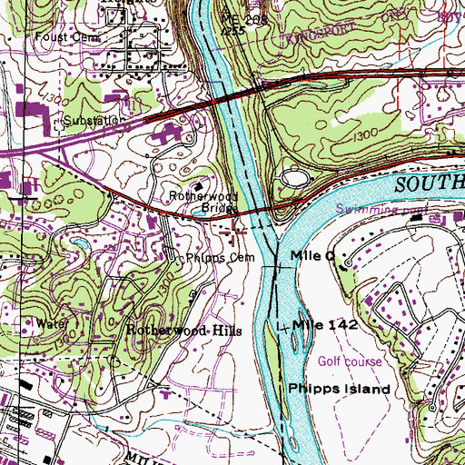Topographic Map of Rotherwood, TN