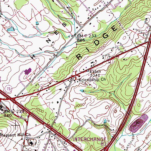 Topographic Map of Eaton, TN