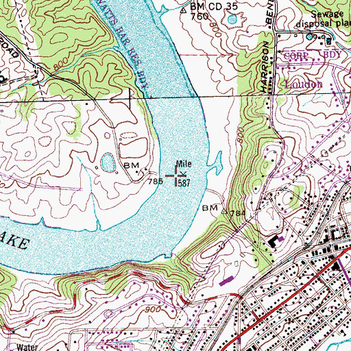 Topographic Map of Huff Ferry (historical), TN