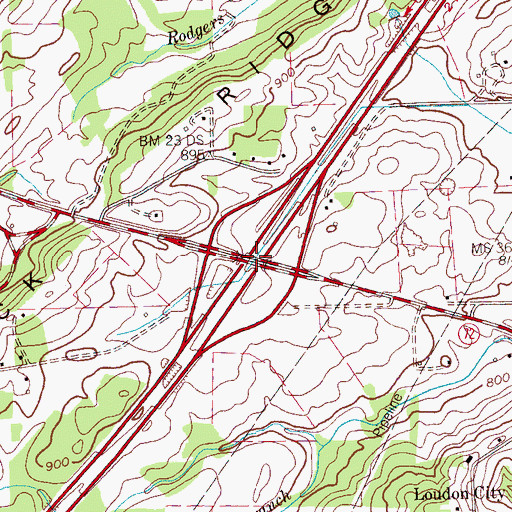 Topographic Map of Interchange 72, TN