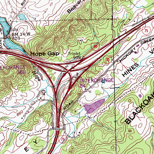 Topographic Map of Interchange 84, TN