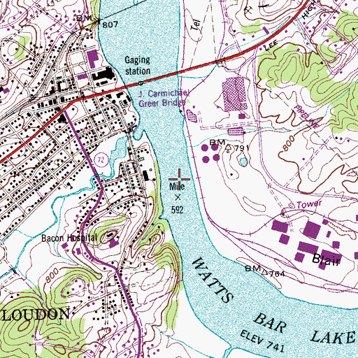 Topographic Map of Loudon Marine Park, TN