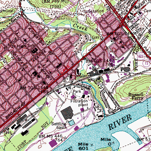 Topographic Map of Lenoir City City Hall, TN