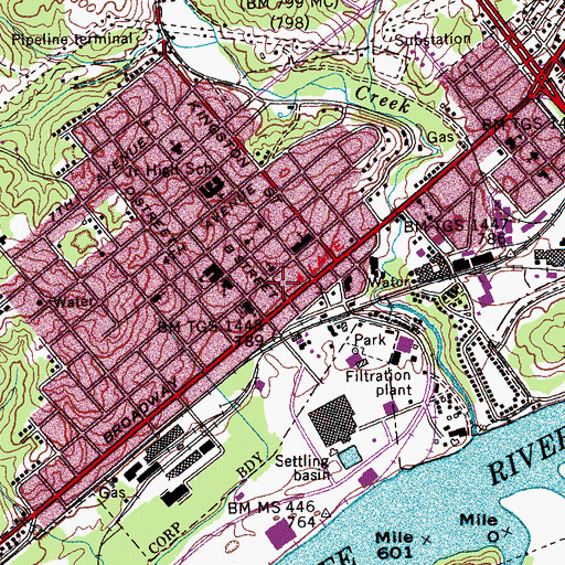 Topographic Map of Lenoir City Public Library, TN