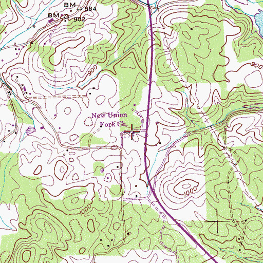 Topographic Map of New Union Fork Church, TN